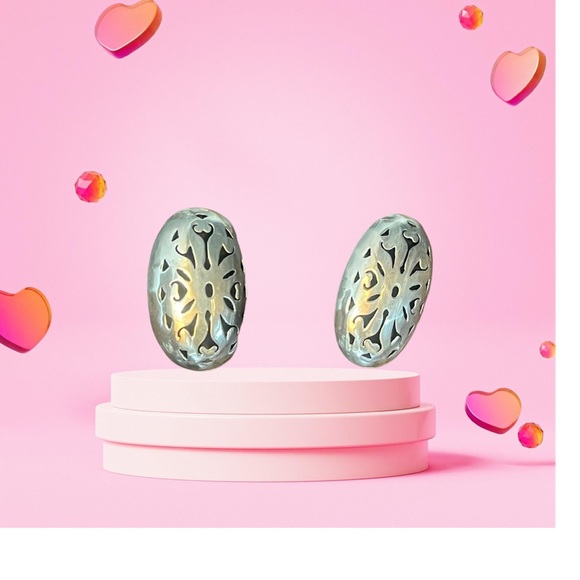 Large Sterling Silver Earrings made in Mexico - Picture 1 of 3